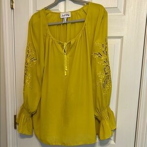Yellow Embroidered Women's Top